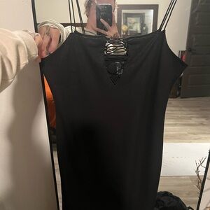 Forever 21 Black Textured Lace-Up Top